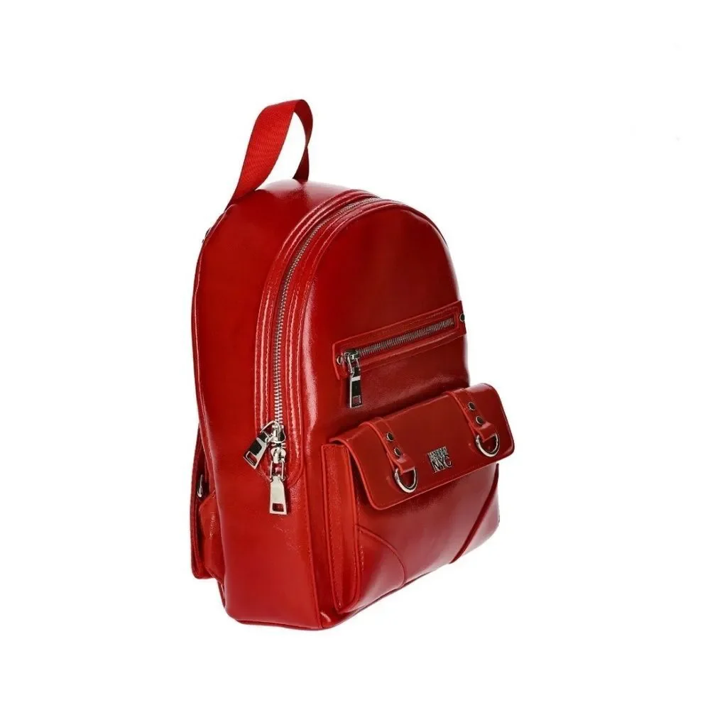 Madden Faux Leather Dome Ring Backpack Red Purse Bag